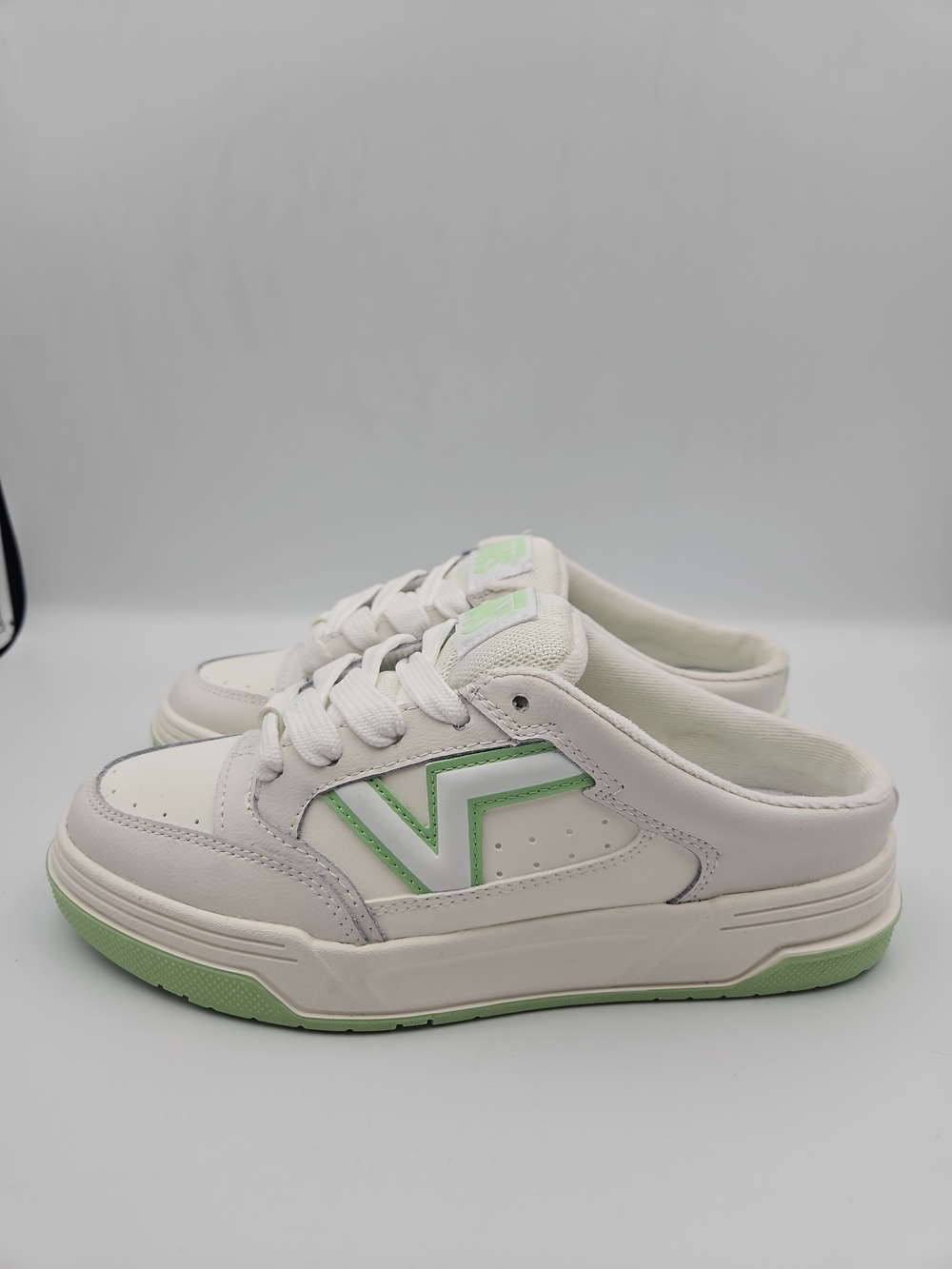 Vans White Low-Top Sneakers with Mint Green Accents